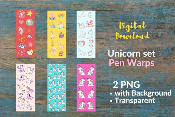 6 Pen Wraps, Unicorn Set