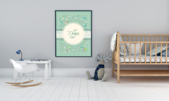 A Modern Kids Bedroom Empty Frame for Creative Expression and Branding