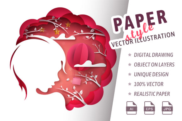 Beauty Girl - Paper Cartoon Illustration: A Versatile Creative Tool for Modern Designers