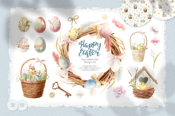 Happy Easter Spring Watercolor Clipart: A Versatile Resource for Creative Projects