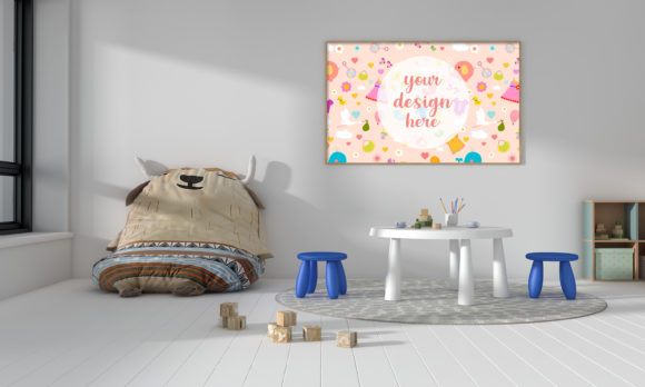 Kids Bedroom or Nursery with Empty Frame
