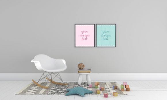 Kids Room for Kids Empty Frames Mockup: A Creative Tool for Modern Designers