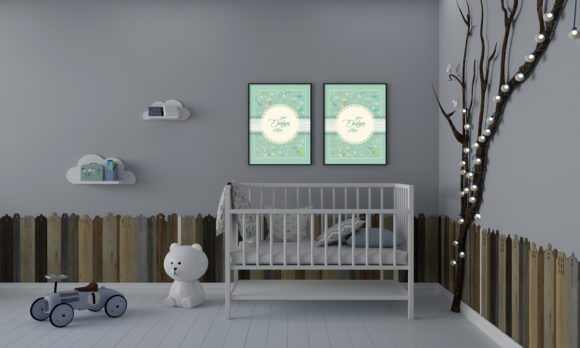 Minimalist Kids Bedroom Empty Frames