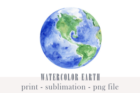 Watercolor Earth Planet Clipart - Png