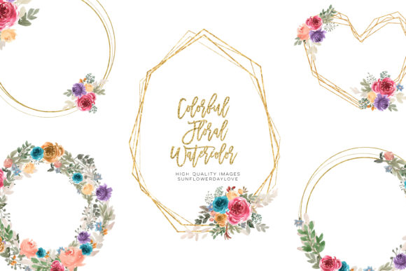 Watercolor Greenery Frame Clipart and CA093 Colorful Floral Watercolor Frame: A Versatile Asset for Creative Projects